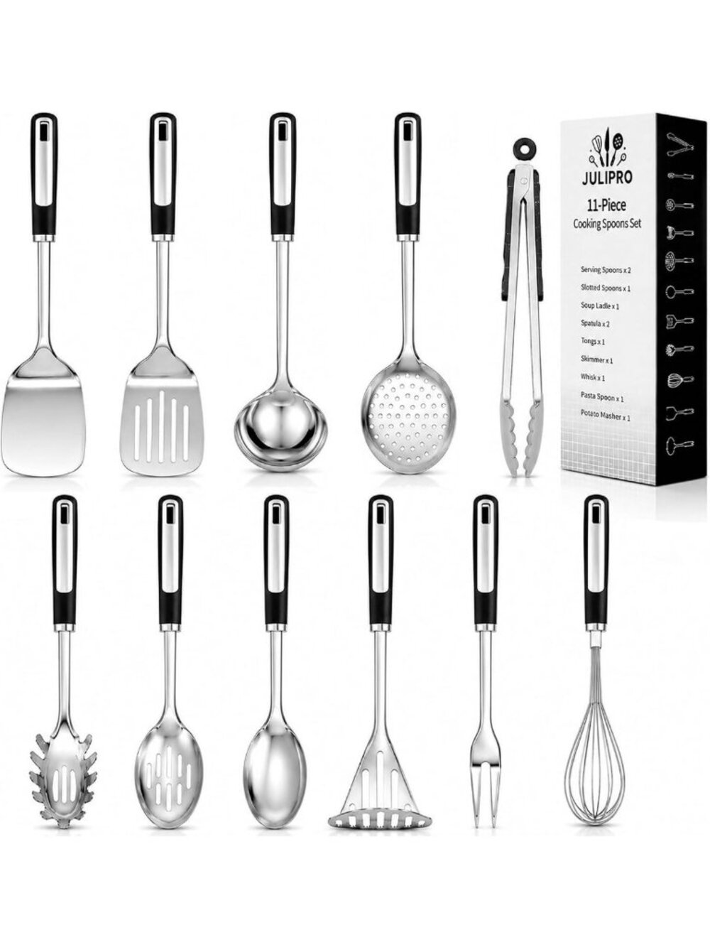 11-Piece Stainless Steel Kitchen Utensil Set - Durable, Easy to Clean, Essential